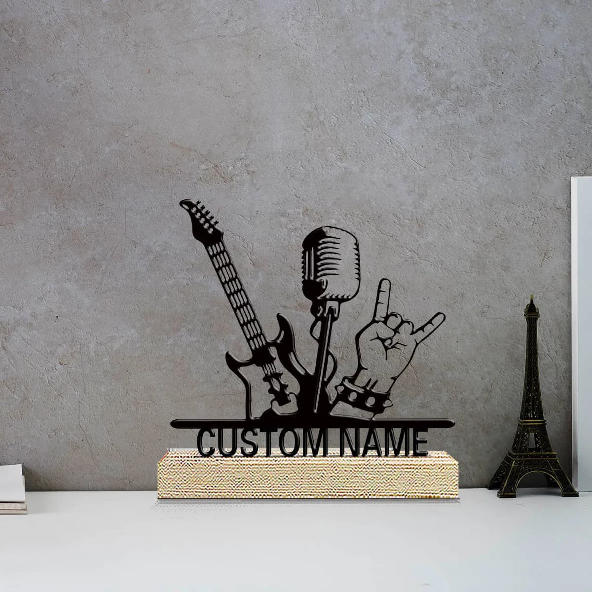 1pc Unique Personalized Metal Statue Ornaments Custom Name With Wooden Base Desktop Decoration That Does Not Require Assembly