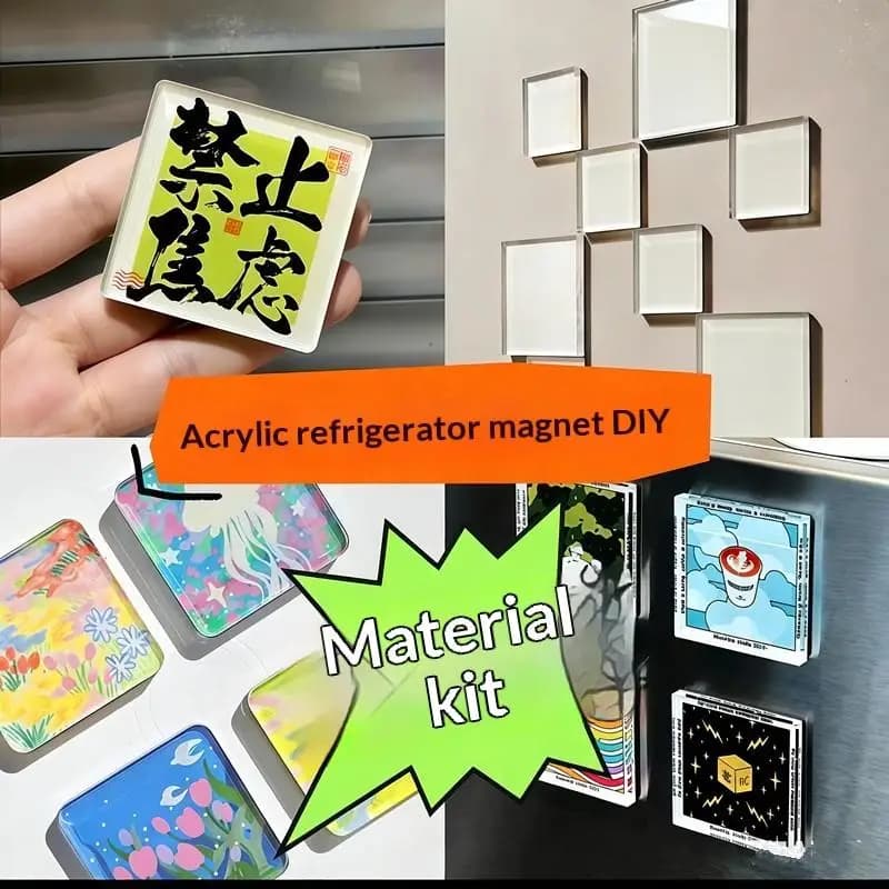 Magneti per Frigorifero in Acrilico Quadrati Fai-da-Te, Piastrelle Magnetiche Trasparenti, Decorazione per Casa, Accessori per Regali e Artigianato