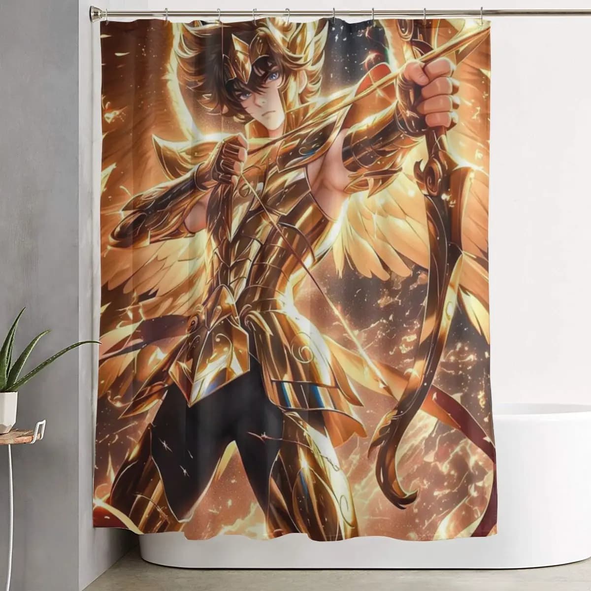 Tenda da doccia Knights Of The Zodiac, tende da bagno impermeabili in poliestere con ganci