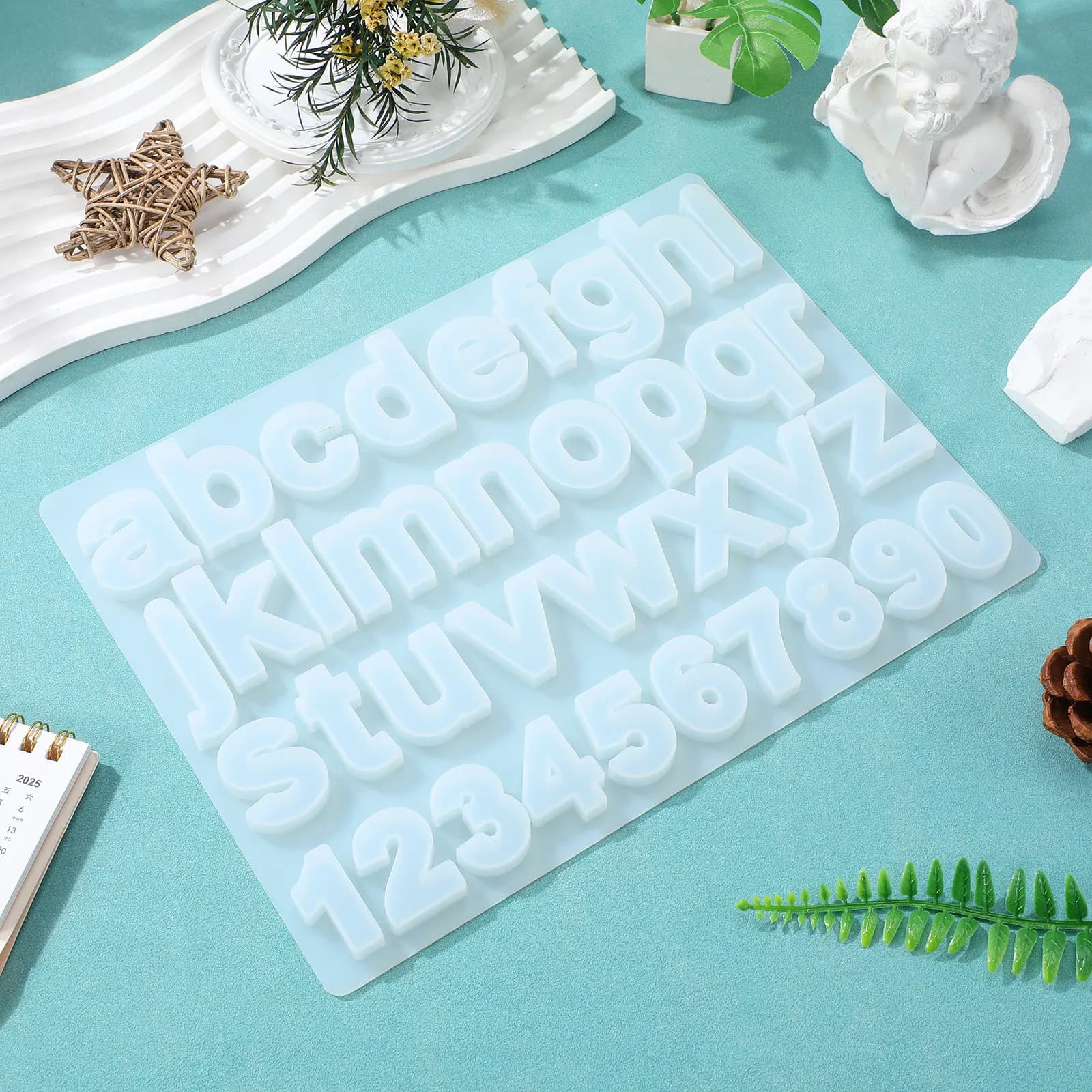 Stampo in Silicone per Numeri e Lettere, Strumento per Creazione di Gioielli in Resina Epossidica, Antiaderente per Torte, Cioccolato, Cubetti di Ghiaccio, Fondente e Sapone