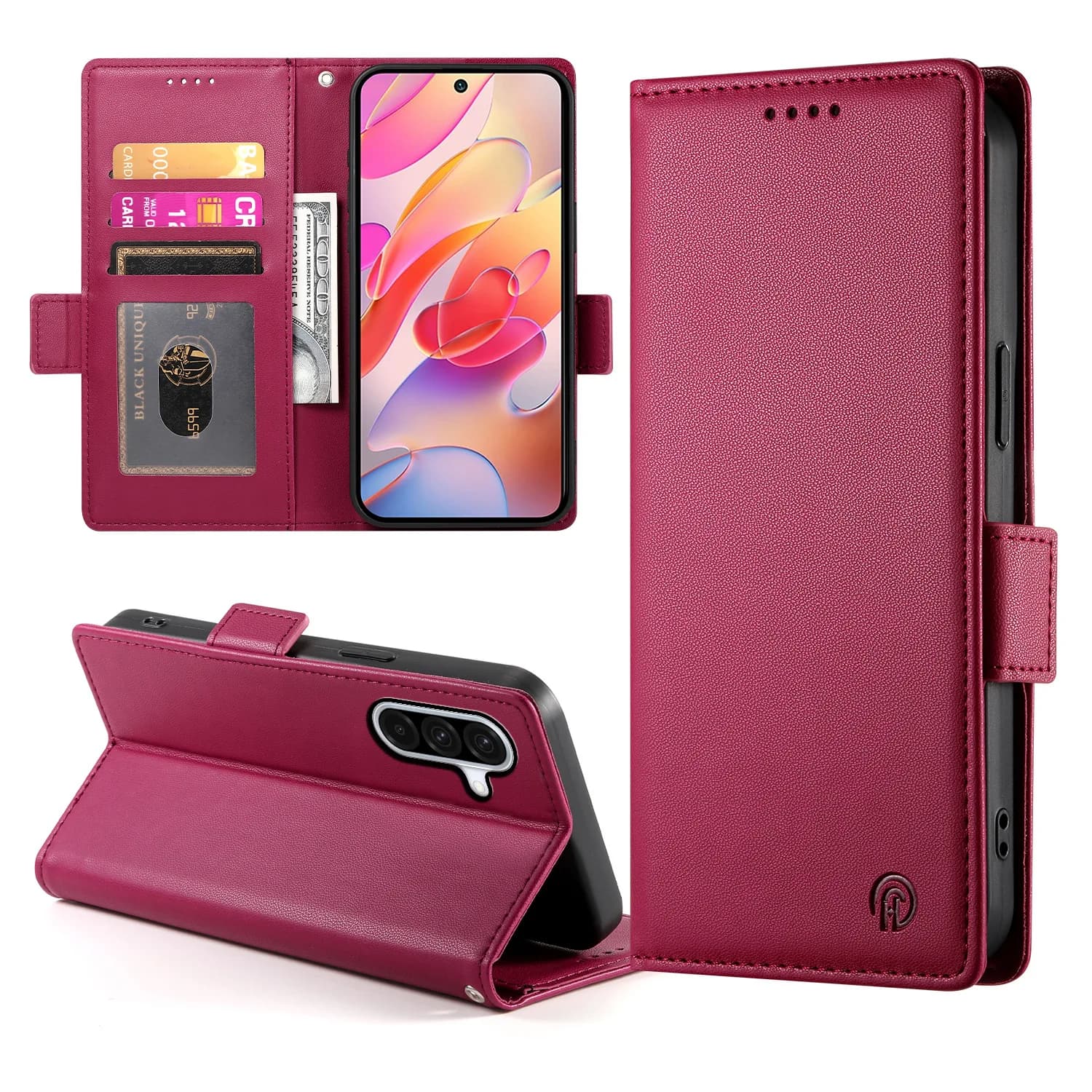 Custodia a Portafoglio di Lusso in Pelle con Blocco RFID e 3 Slot per Carte, Anti-Caduta, per OPPO K12X K12 A6 A5 A3 A2X A2 A1X A1