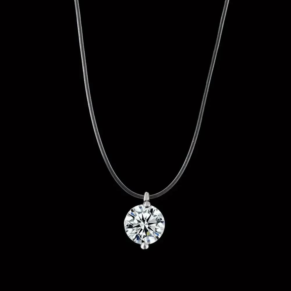 FSUNION 2025 Nuova linea di pesca trasparente femminile Collana color argento Catena invisibile Girocollo con strass da donna