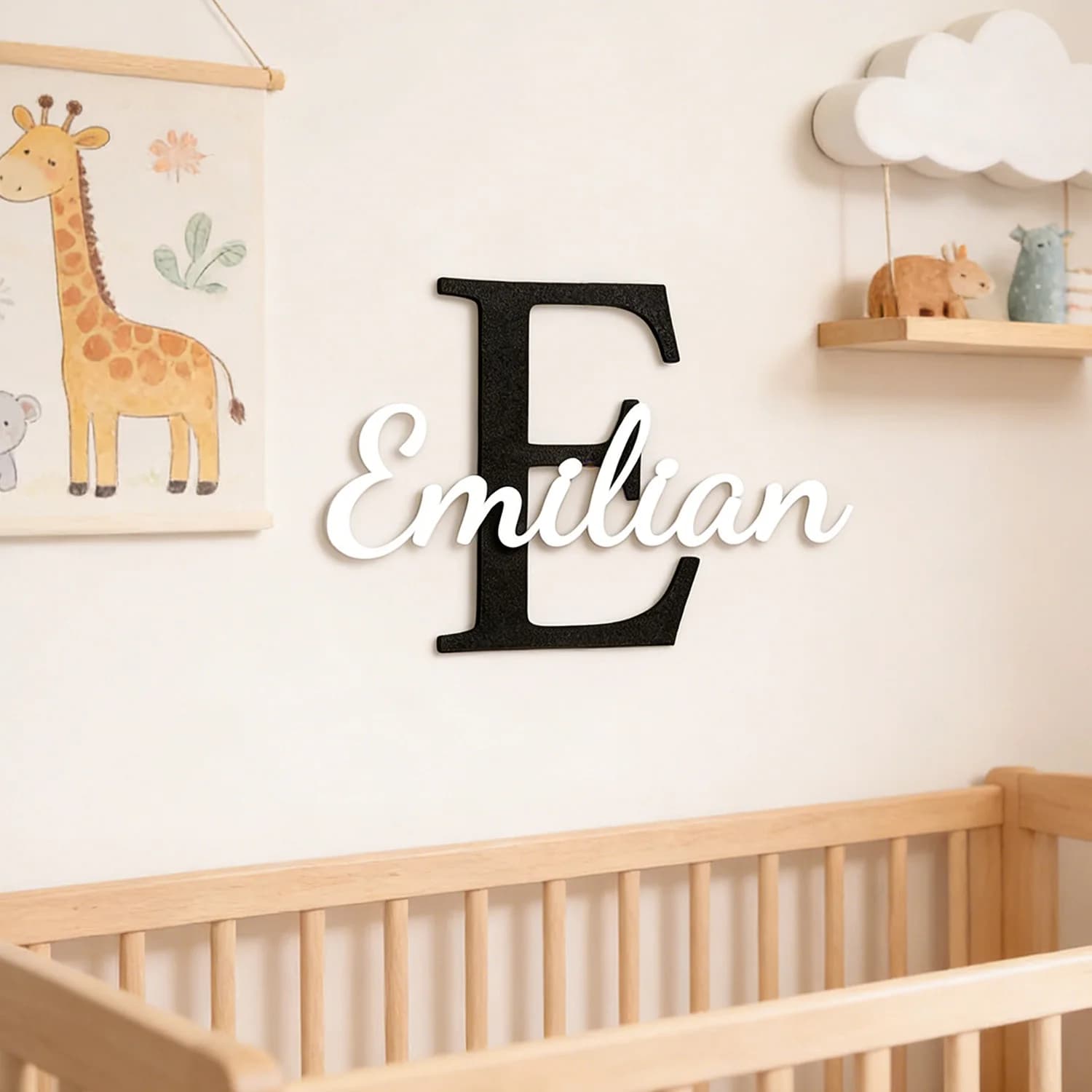 1pc Double-layer Wall Wooden Decorative Plaque, Customized Name/letter, Decoration for Children's Room, Living Room, Entrance