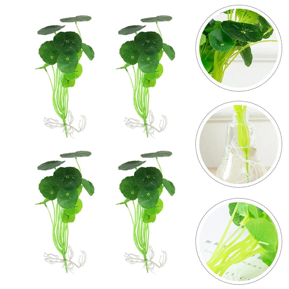 4Pcs Artificial Lotus Leaf Aquarium Decor High Simulation Plastic Water Plants for Fish Tank Shade and Beautiful Aquatic