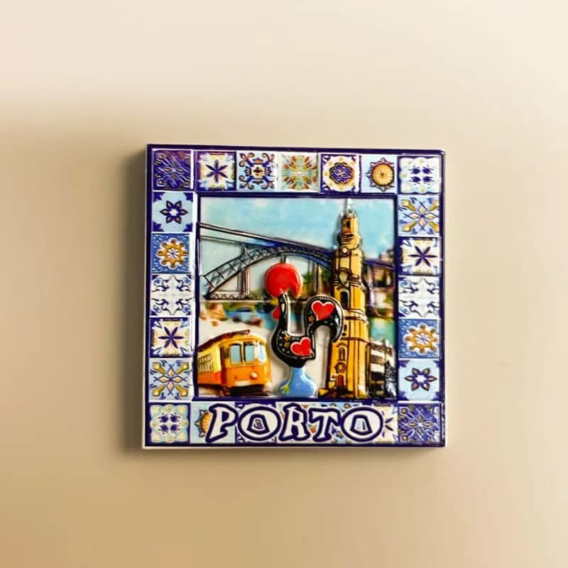 Decorazioni per la casa in stile portoghese, simbolo architettonico del gallo, magneti per frigorifero dipinti in 3D, souvenir di viaggi nel mondo