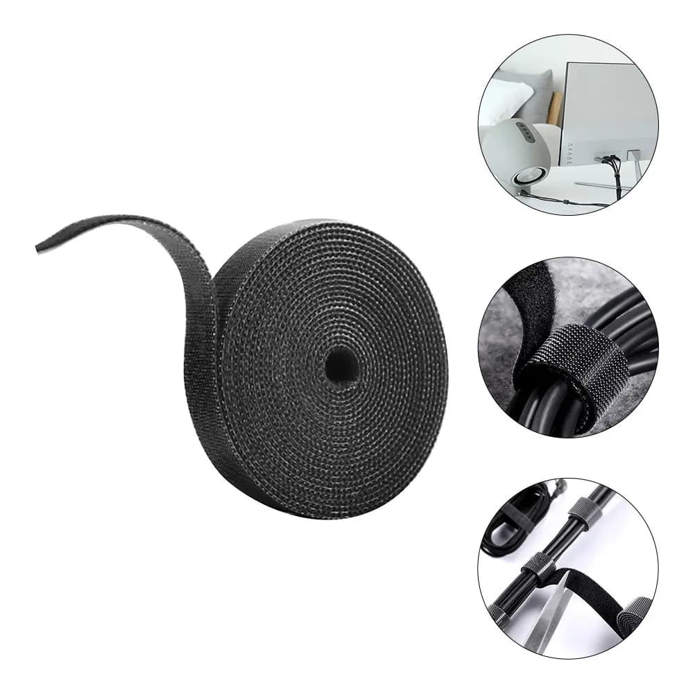 Reusable Fastening Cable Tie Cord Wrap 1 Meter Strong Hook Cord Organizer Strap Adjustable Cable Management Tape for Office