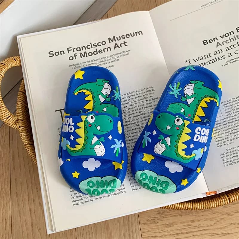 Nuove Ciabatte Estive alla Moda per Bambini, Infradito da Casa per Studenti, Scarpe Antiscivolo da Bagno per Ragazzi e Ragazze, Scarpe da Bambino con Dinosauri Cartoon
