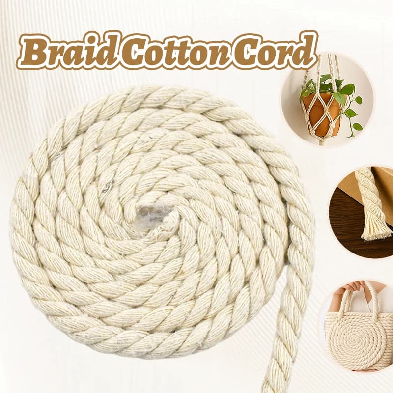 Corda in cotone intrecciata a 3 fili da 5/10 metri, 5/8/10/15/20mm, per tracolle, decorazioni e cucito domestico