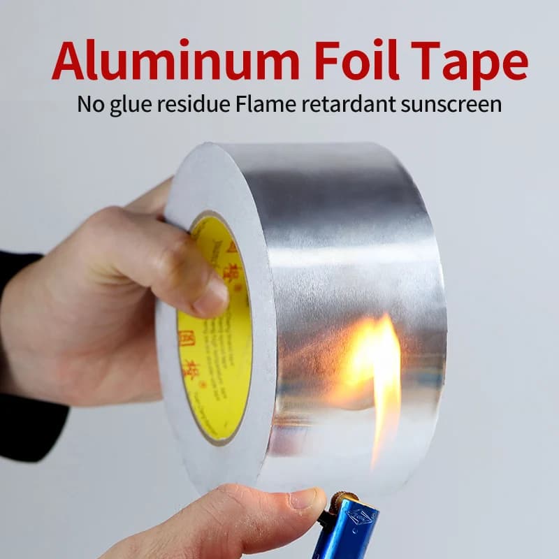 1 rotolo di nastro in alluminio resistente alle alte temperature, impermeabile e resistente all'olio, ignifugo e resistente al sole, strappabile a mano.
