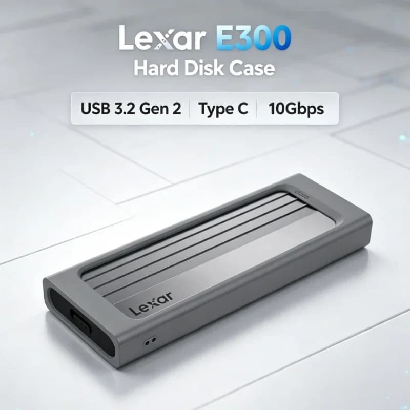 Lexar E300 USB 3.2 Gen 2 Type C NVMe SSD M.2 Enclosure Mobile External Hard Disk Case for 2230/2242/2260/2280