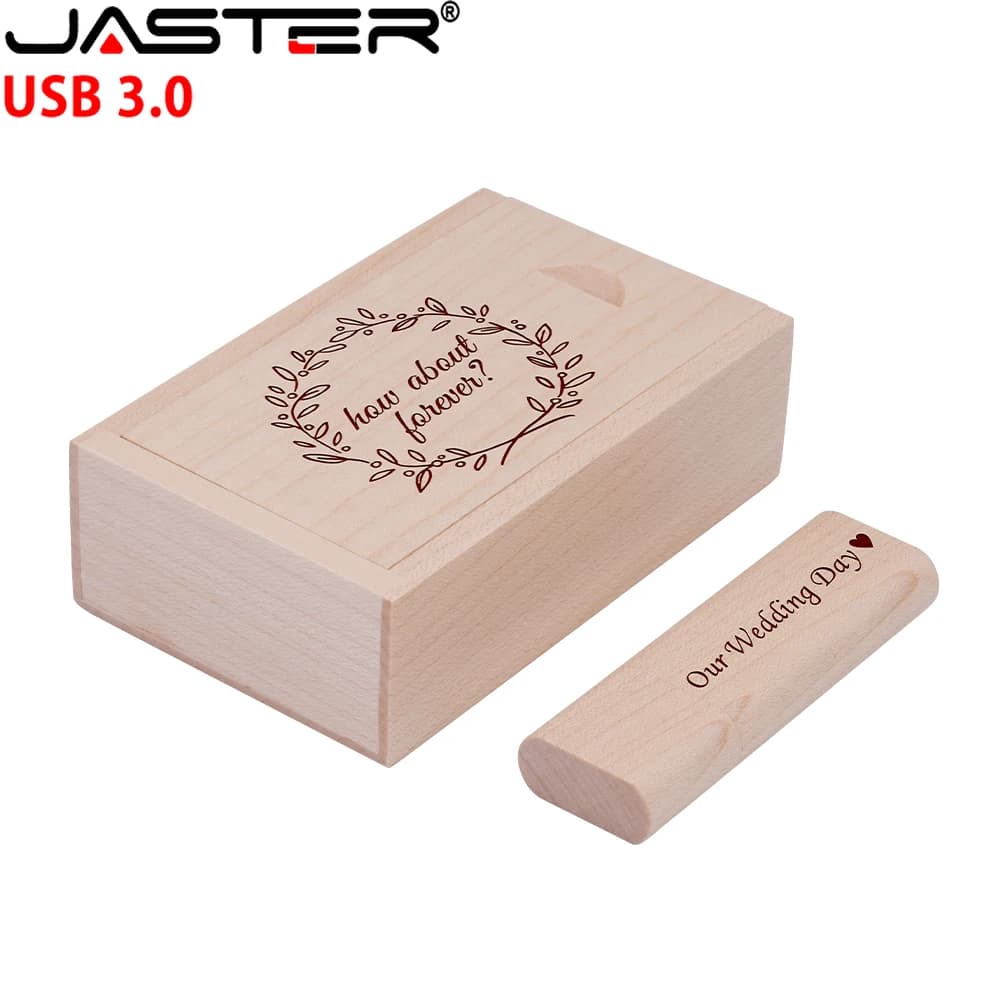JASTER USB 3.0 Scatola USB in legno Chiavetta USB 64 GB Pen Driver 4 GB 8 GB 16 GB 32 GB Scheda di memoria USB Creativo Logo personale all'ingrosso
