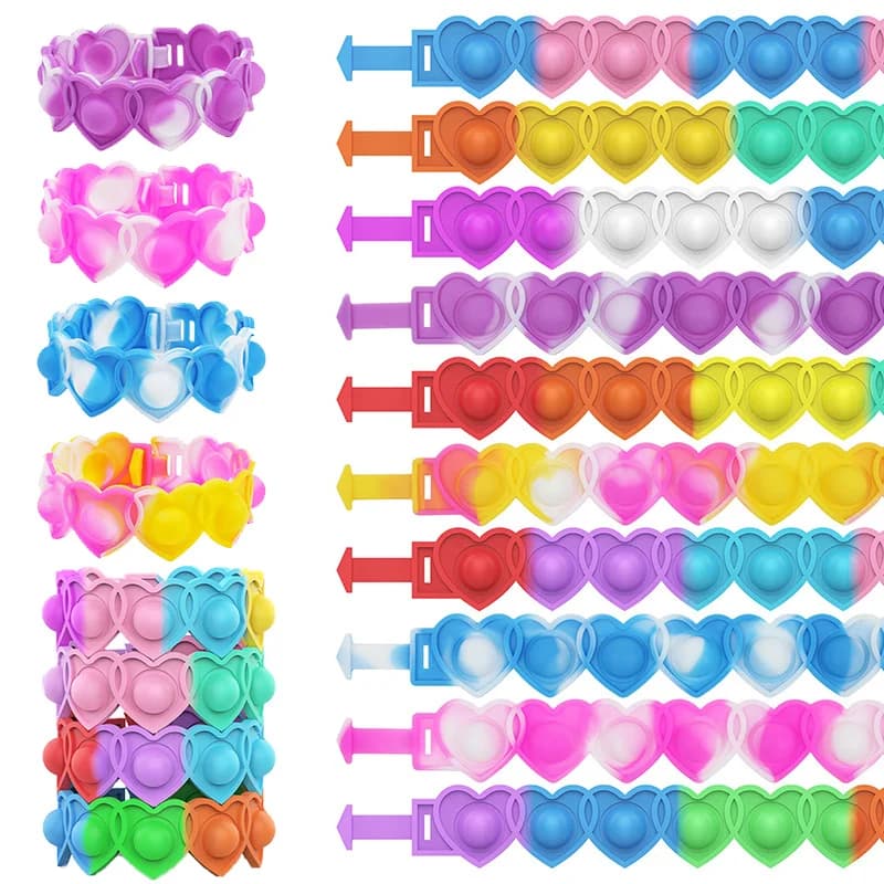 3/6/12 Pezzi Braccialetti Pop Bubble Fidget Toys per Bambini, Regali per Feste di Compleanno, San Valentino, Articoli Antistress