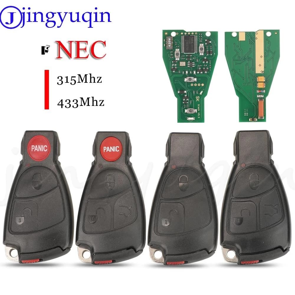 Jingyuqin NEC 2/3/4 pulsante 315/433MHZ FSK telecomando chiave auto per Mercedes Benz B C E ML S CLK CL W204 W203 W211