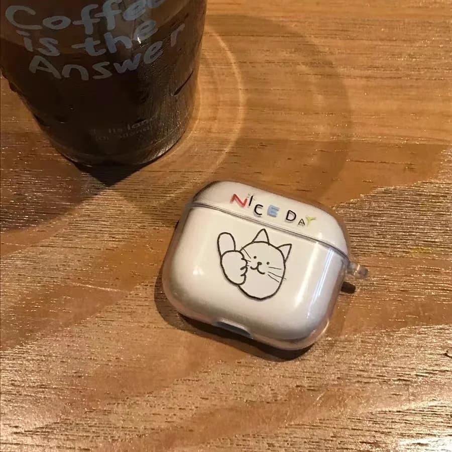 Korean Cute Good Luck Like Cat Clear TPU Case For Apple AirPods 4 Airpods Pro 3 2 1 Wireless Earphone Protective Silicone Cover