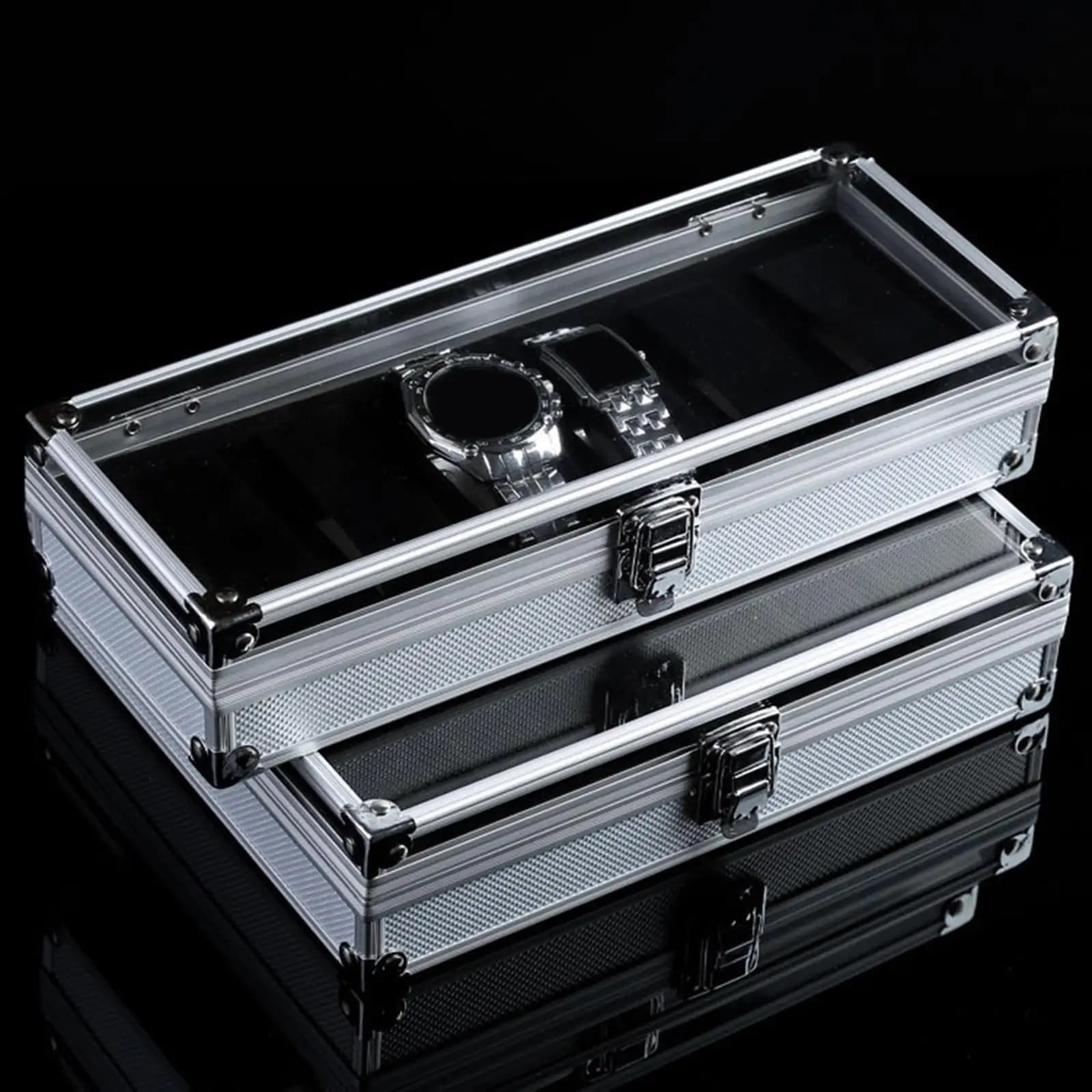 Watch Storage Box Watch Organizer Holder 6 Slots Portable Dustproof Multifunctional Table Dresser Shop Display Watch Box