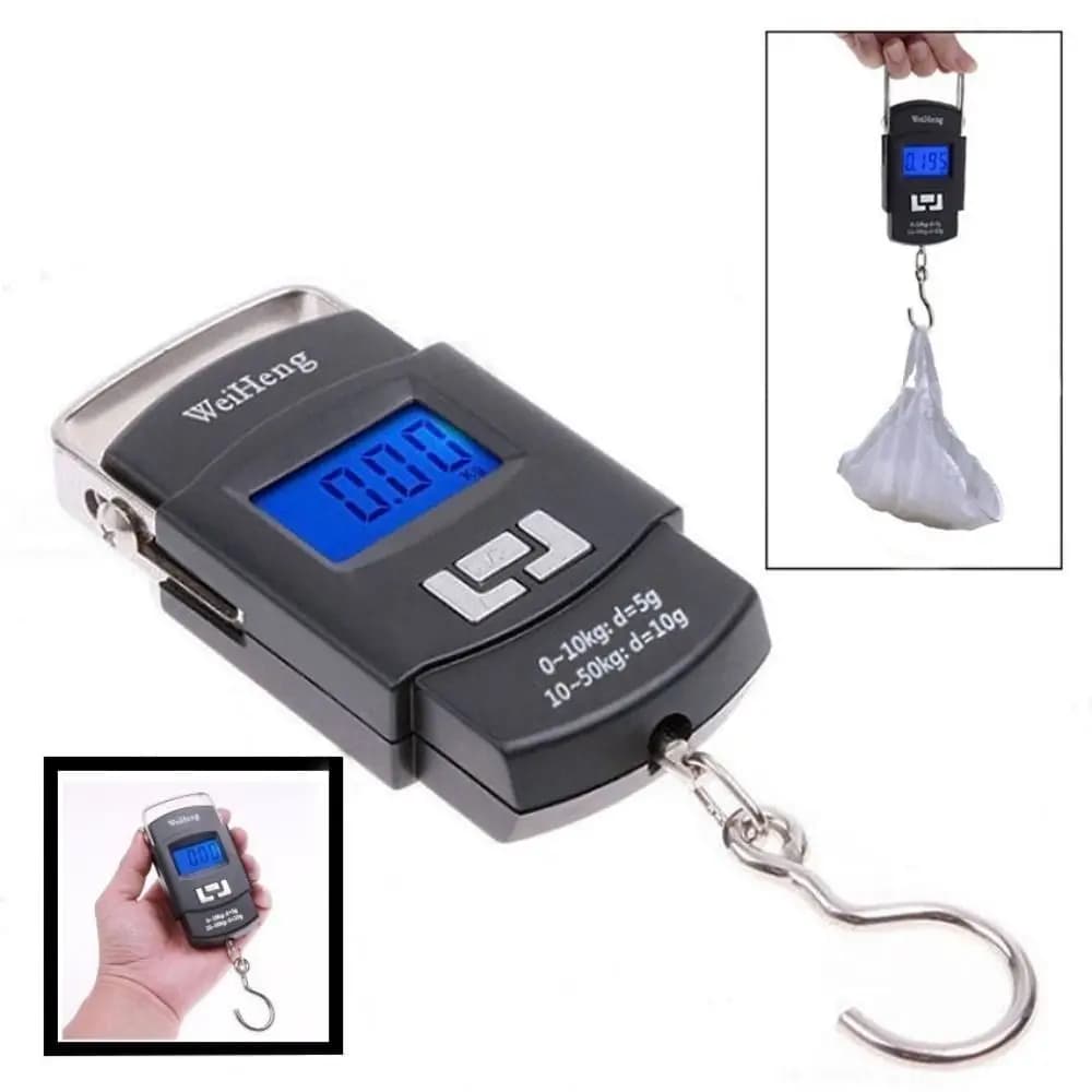 Black Color Portable Luggage Scale 50kg Capacity LCD Display Digital Scale Digital Screen 10g Precision Hanging Weighing Scale