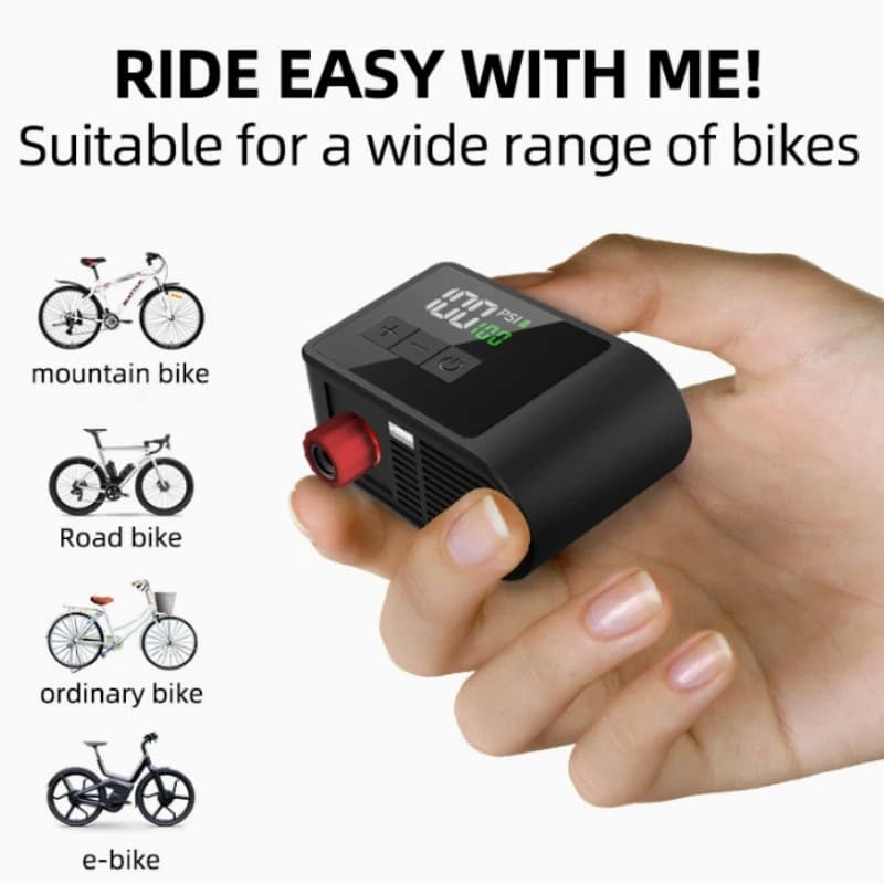 AirCube 120PSI Mini Bike Pump Portable Air Pump with Schrader Presta Valves Rechargeable Air Inflator Bike Accessories