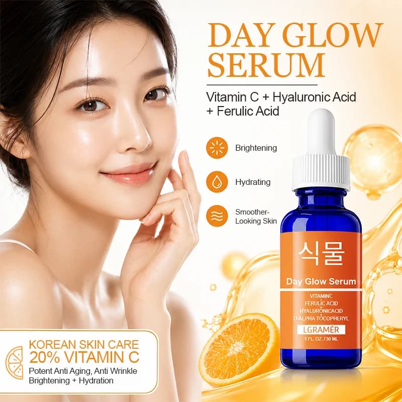 Vitamin C Day Glow Facial Serum With Ferulic Acid Hyaluronic Acid Brightening Anti-Aging Moisturizing Face Serum Korean Skincare