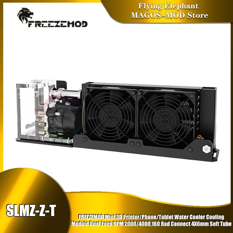 Modulo di raffreddamento del dispositivo di raffreddamento dell'acqua per stampante/telefono/tablet Mini3D Doppie ventole RPM 2000/4000,160Rad Connect4X6mm Tubo morbido SLMZ-ZT