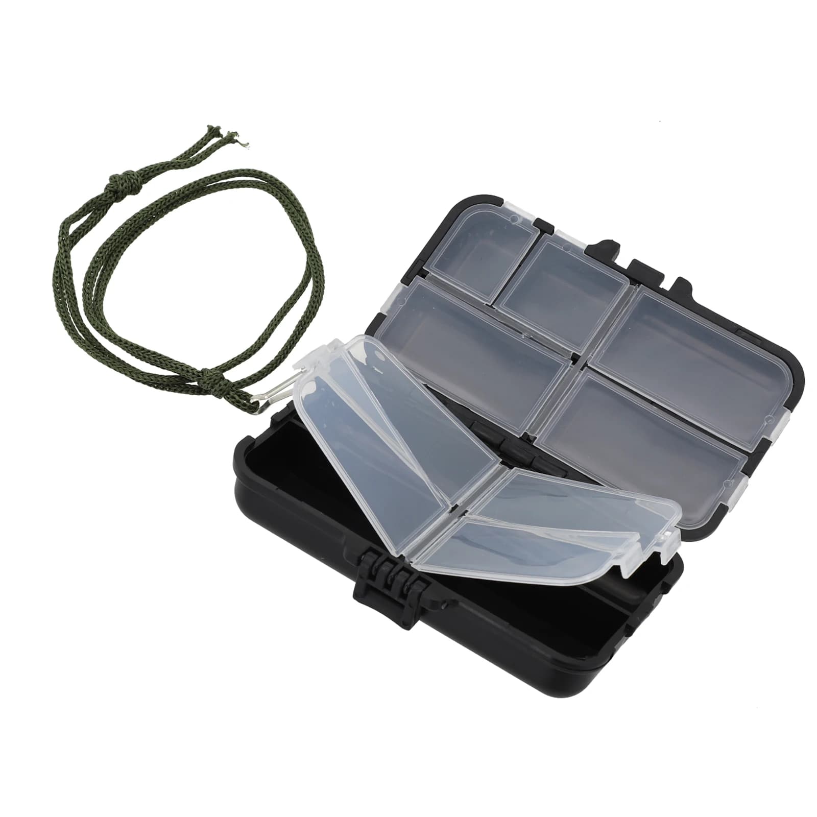 Double Sided Fishing Equipment Box with Multipli Parts for Store Ami, Esche e Lenze, Laptop with Strap