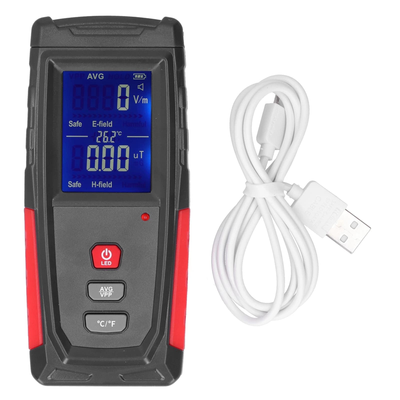 WT3121 Electromagnetic Radiation Detector Dual Electric Magnetic Field Meter 5Hz-3500MHz With LCD Alarm For Home Appliance Testi