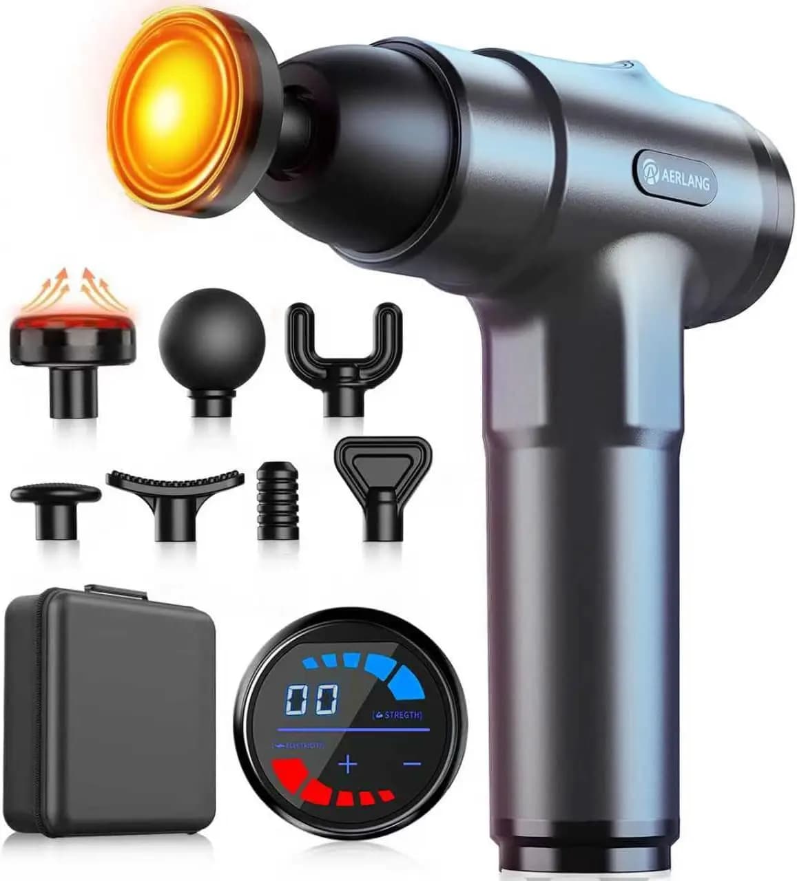 Massage Gun with Heat Deep Tissue Back Massager Neck Massager for Pain Relief,Muscle Percussion Massage Gun