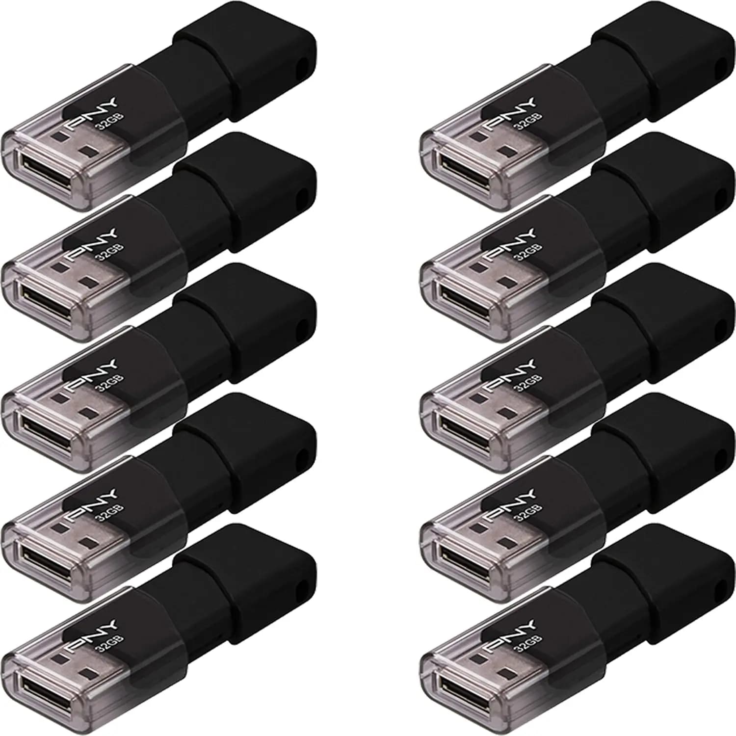 Chiavetta USB 2.0 da 32GB, Nera, Confezione da 10 - Soluzione di Archiviazione Durevole e Portatile