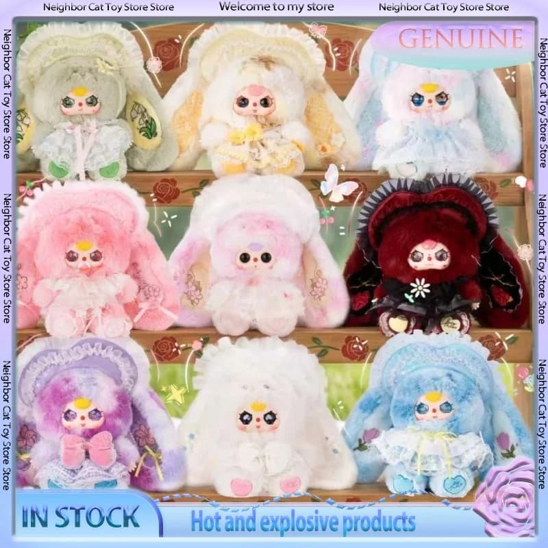 Dapiaoliang Baby Three 400% Coniglio di Peluche a Tema Floreale con Bordo in Pizzo, Blind Box, Bambola Imbottita, Decorazione da Scrivania, Regalo per Collezionisti di Giocattoli