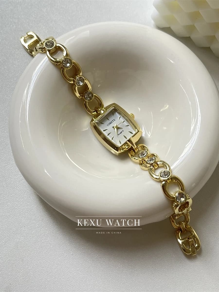 Women's CHISTE watch, delicate women's watches with rectangular dial, elegant women's watches with rose/gold gold/silver bracelet wholesale