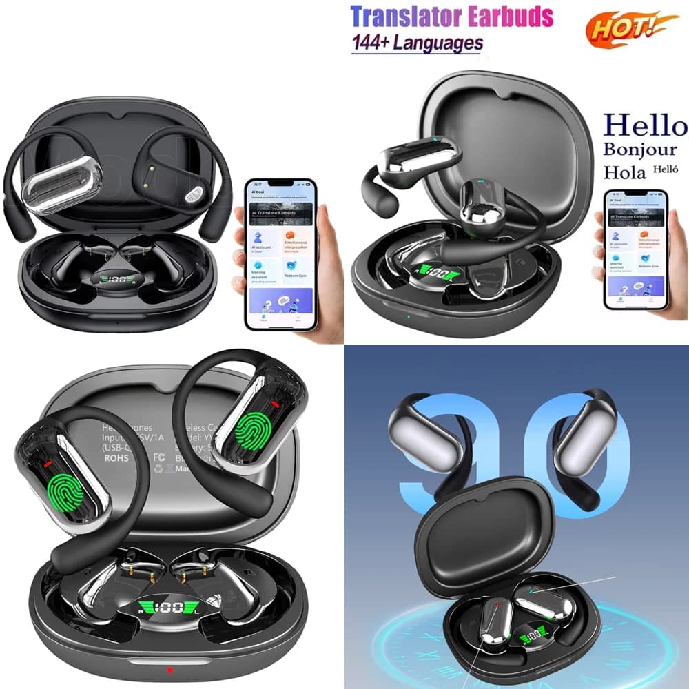 Cuffie Wireless con Traduttore Linguistico AI per Chiamate Chiare, 144 Lingue Online, Bluetooth 5.4, Auricolari OWS in Tempo Reale, Prodotti di Tendenza