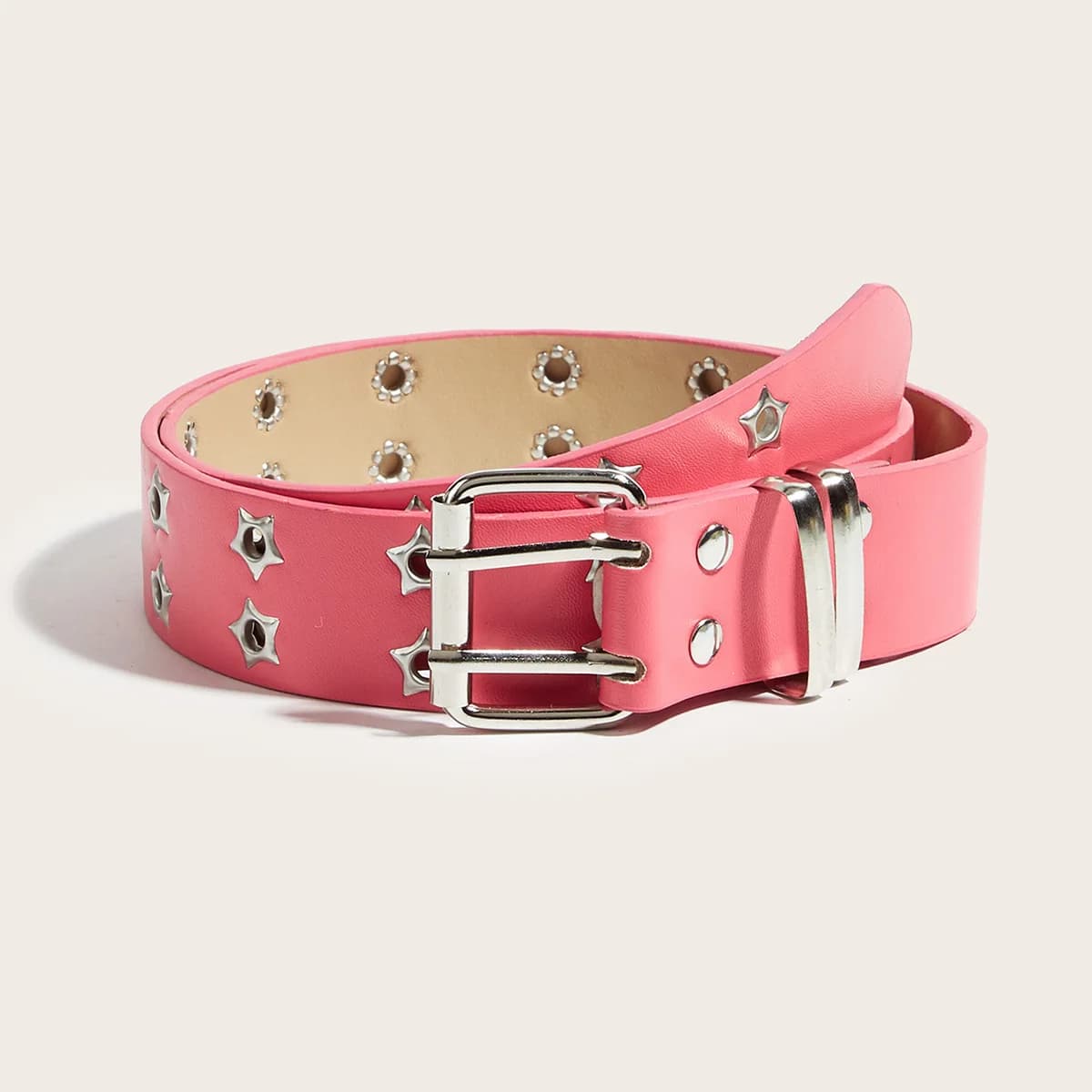 Cintura in Pelle con Catena Stile Punk per Uomo e Donna, Regolabile, con Fibbia a Stella Traforata e Doppia Chiusura in Metallo, per Jeans