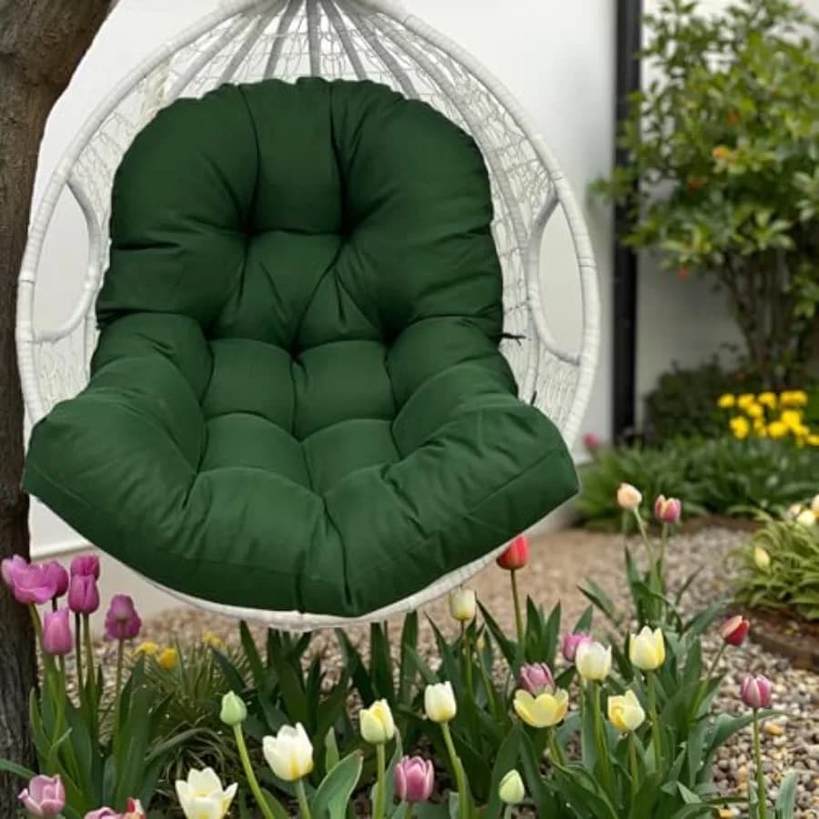 Cuscino per sedia a dondolo a forma di uovo da esterno con lacci antiscivolo per giardino, cuscini di ricambio impermeabili a forma di U per sedia a dondolo a forma di uovo H