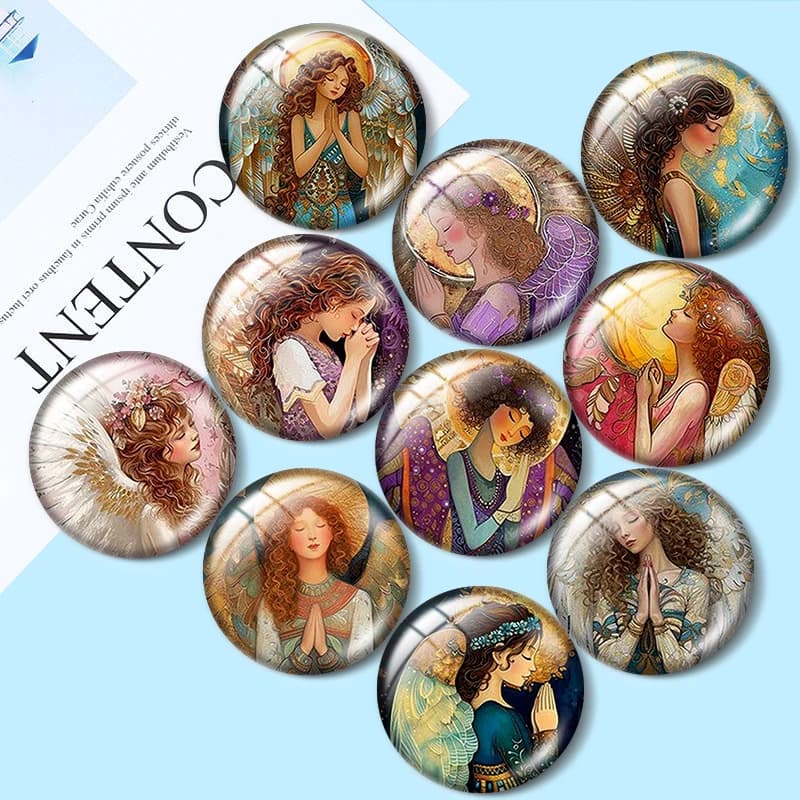 Angel watercolor Christmas 12/18/20/25mm glass cabochon bracelet pendant rings for jewelry demo earrings back Making findings