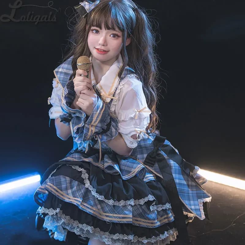 2025 NUOVO Red Moon ~ Set gonna e camicetta Lolita scozzese dolce di OCELOT