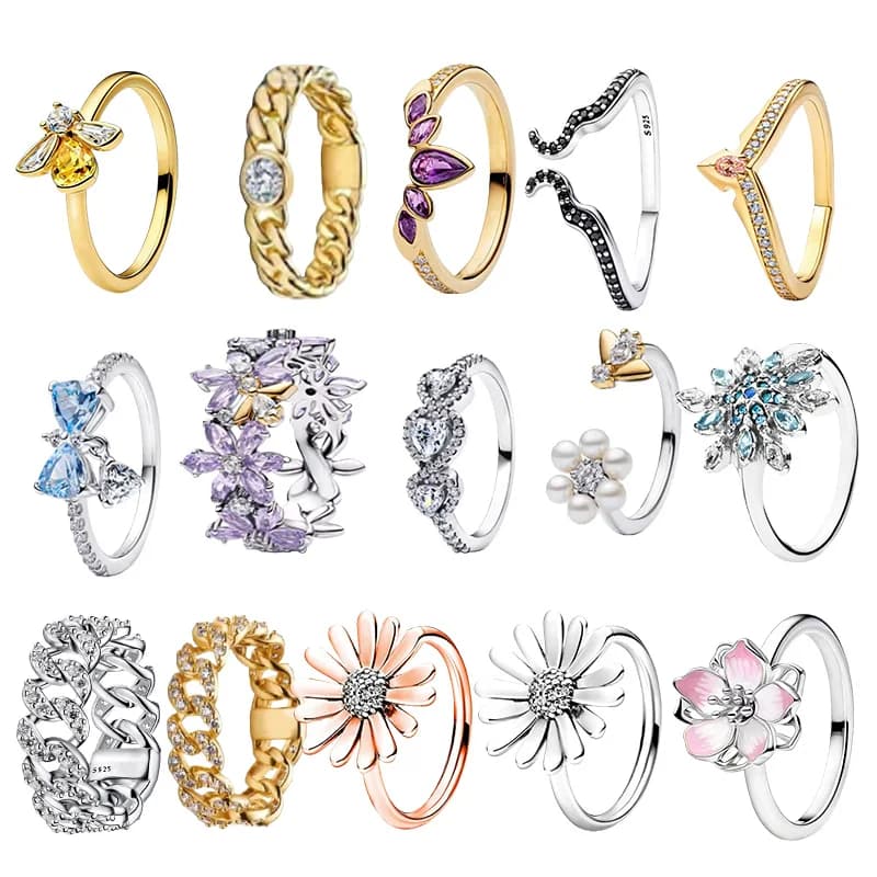 Nuovo Anello S925 con Diamante a Forma di Cuore, Anello di Lusso Leggero per Coppie, Gioiello con Fiore Viola