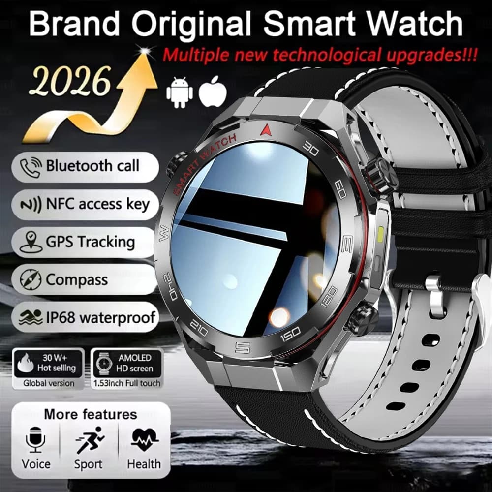 Nuovo Smartwatch 6 Ultra 2026 per Uomo con Monitoraggio della Frequenza Cardiaca, Salute, Altitudine, Pressione Barometrica e Torcia LED