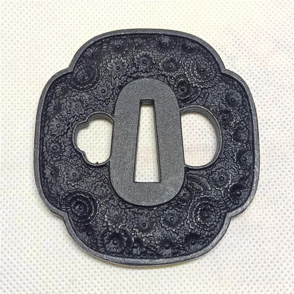 Black Iron Tsuba Hand Guard Plate For Japanese Swords Katana Tanto Fittings