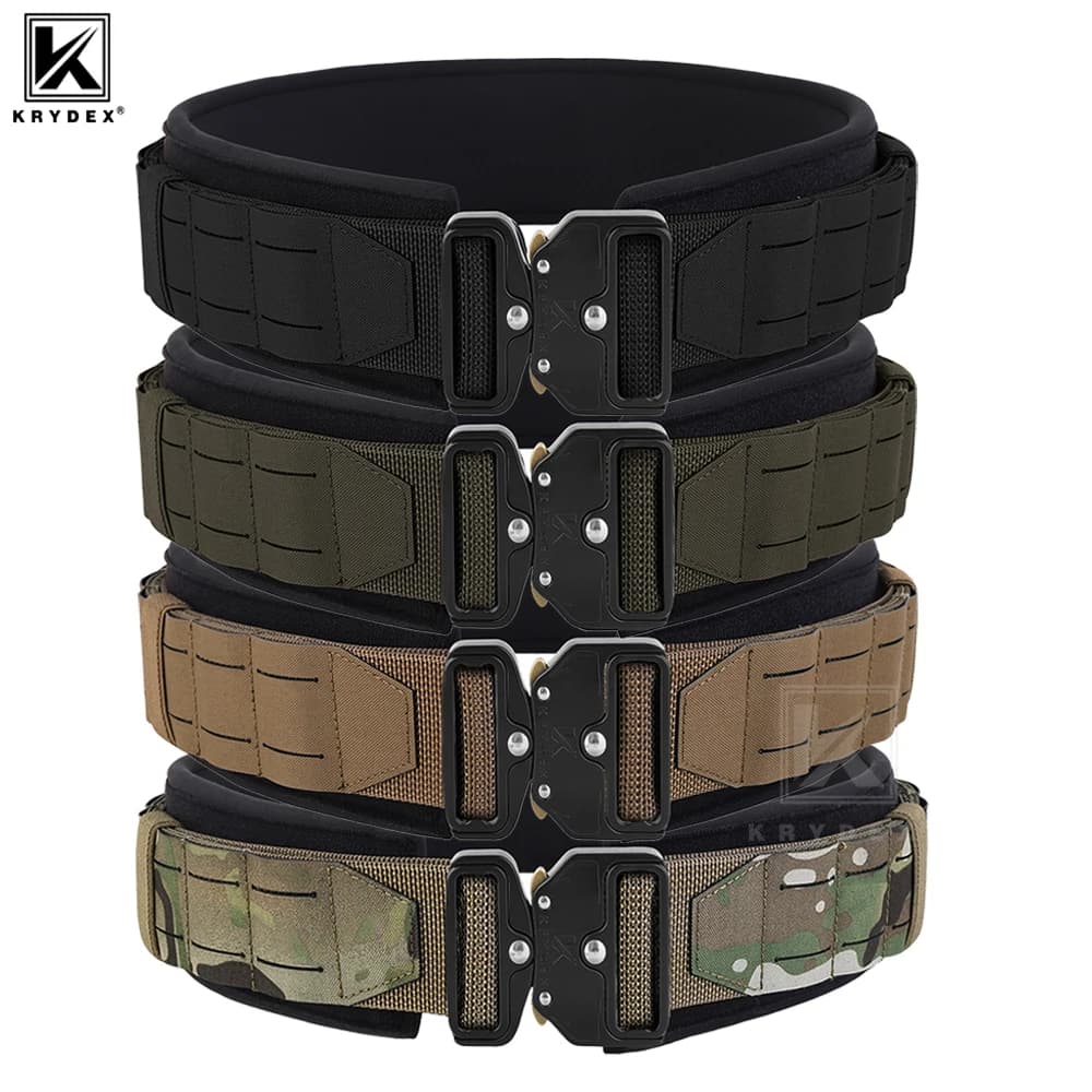 KRYDEX Cintura tattica da 2 pollici Cintura da tiro a sgancio rapido 3 IN 1 Cintura imbottita Molle laser Cintura imbottita con carico