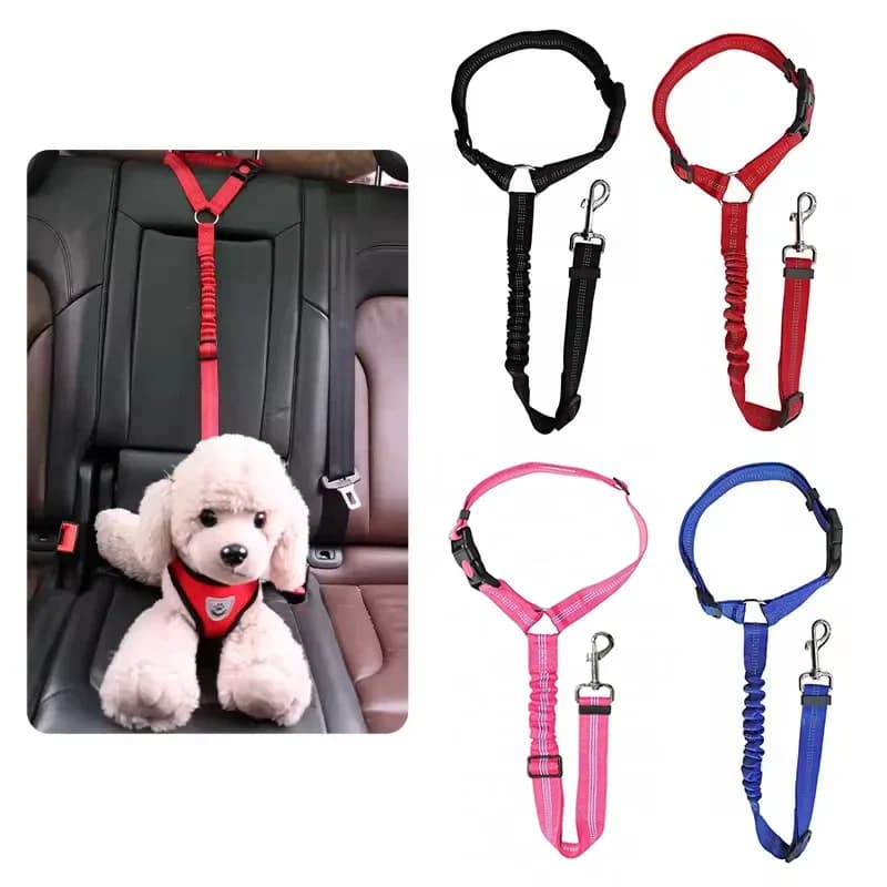 Reflective dual-use pet car seat belt, pet dog car seat belt, puppy collar, walking station wagon accessories
