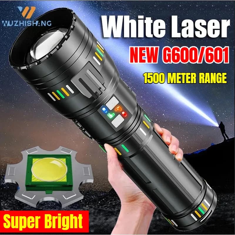 New powerful LED torch G600/601 Zoomable headlight with power display Type-c Charging Outdoor Emergency camping lantern