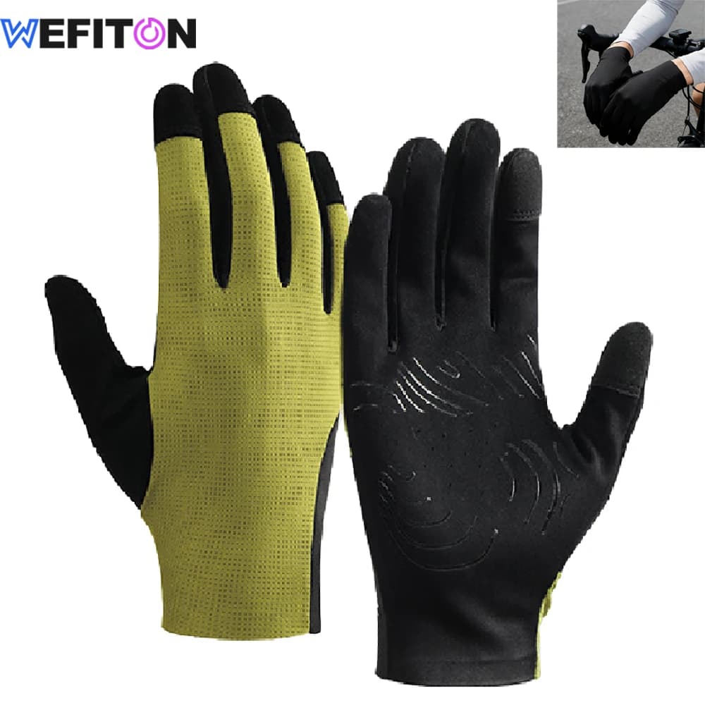 1Pair Breathable SBR Anti-Slip Cycling Gloves Full Finger Touch Screen Thin Summer Bike Gloves for Men Women Mountain Bicycle