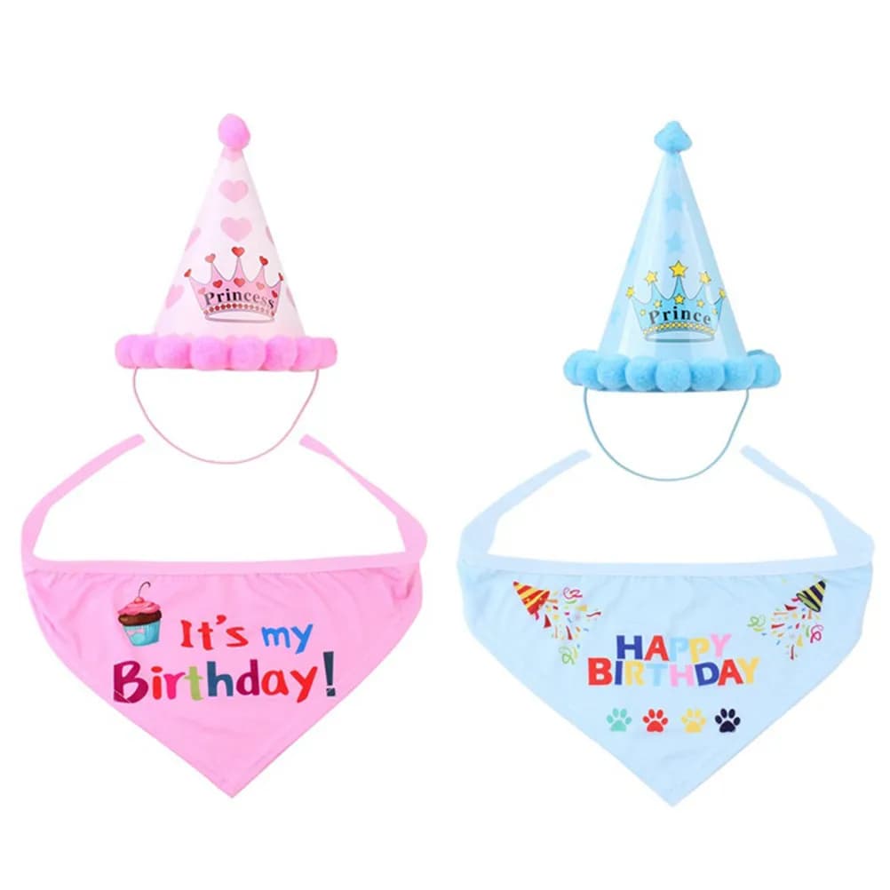 Set Completo Cappello e Bavaglino per Compleanno Animale Domestico - Premium, Sicuro, Confortevole, per Feste di Compleanno Cani - Alla Moda, Carino, Colori Vivaci, Adorabile