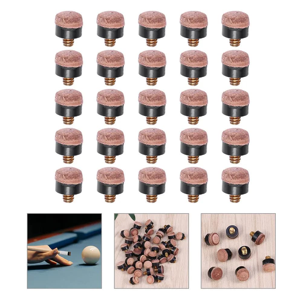25 Pezzi Punte di Ricambio per Stecche da Biliardo, Accessori Avvitabili per Gioco Professionale e Forniture da Tavolo