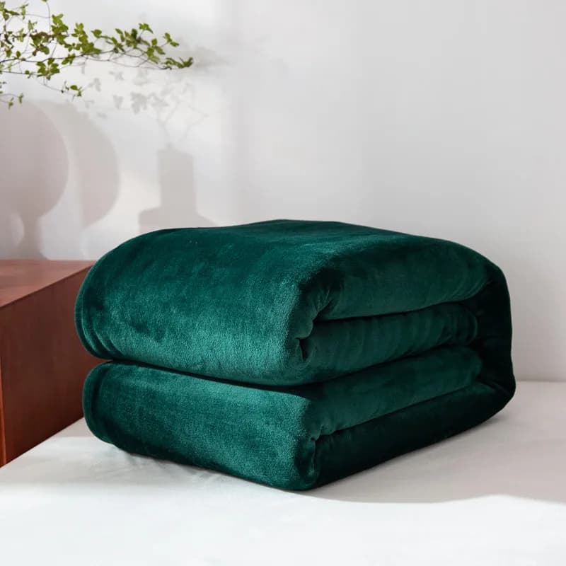 Fleece blanket dark green quilt summer in plush 200 * 230 cm bedsheet bedspread for spring winter autumn bed linen for adult home