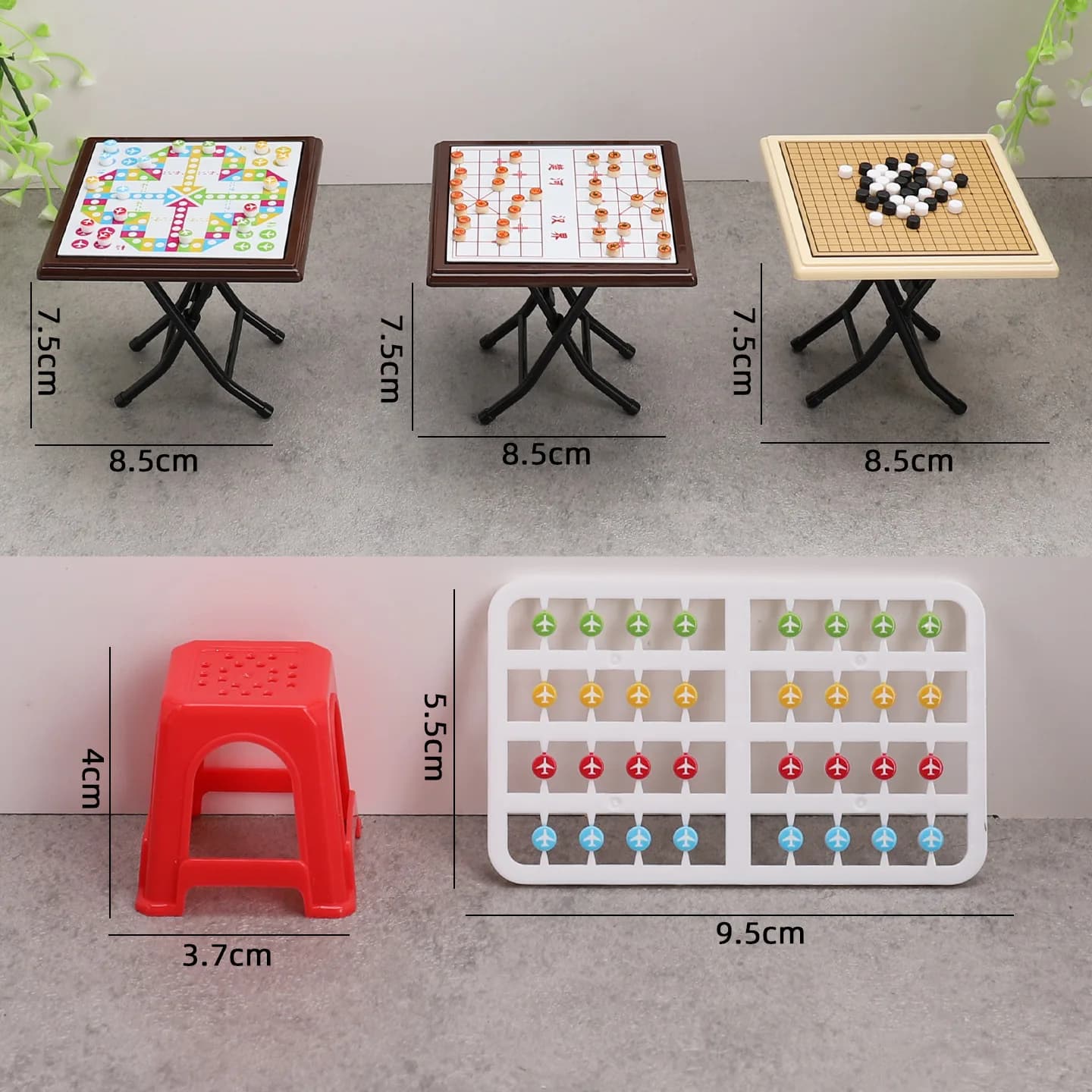 Set di Giochi da Tavolo in Miniatura Scala 1:12 per Casa delle Bambole: Scacchi Cinesi/Go/Reversi - Accessori Realistici per Giochi di Strategia da Tavolo con Pezzi Minuscoli