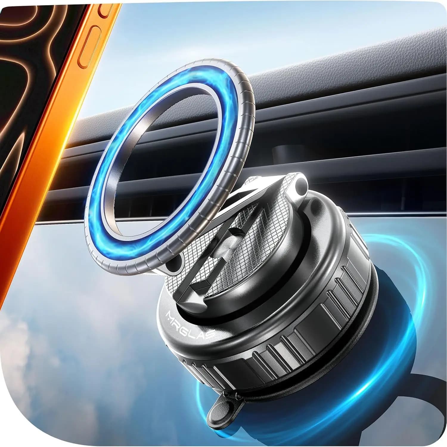 Universal 360° Rotation Strong Magnetic Phone Holder Folding Vacuum Suction Mount for Car Windshield Dashboard Desk Mobile Brack