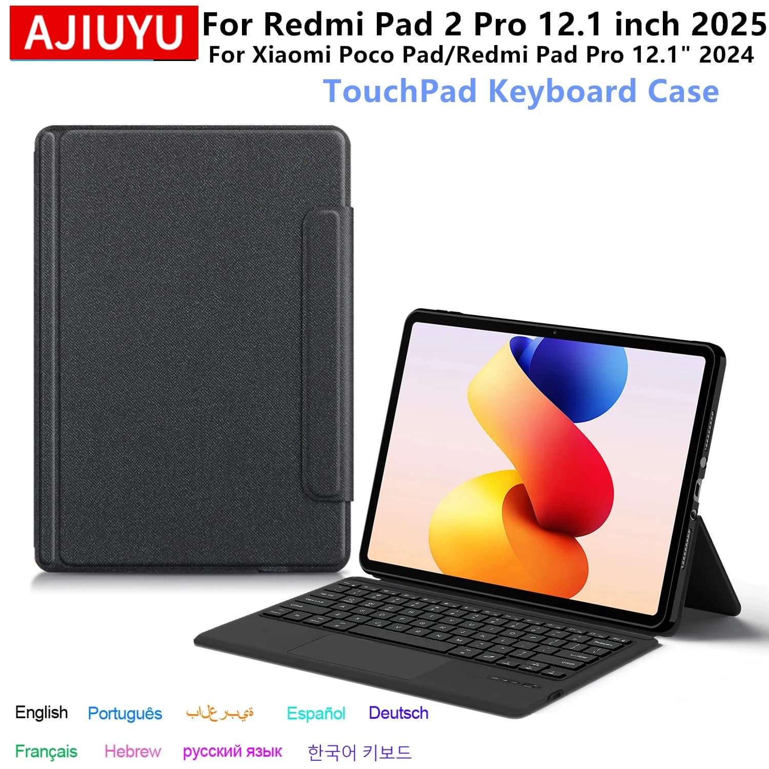 Touch Trackpad Keyboard For Xiaomi Redmi Pad 2 Pro 12.1 inch 2025 Case Redmi Pad 2 Pro 12.1'' Tablet Smart Keyboard Cover Folio