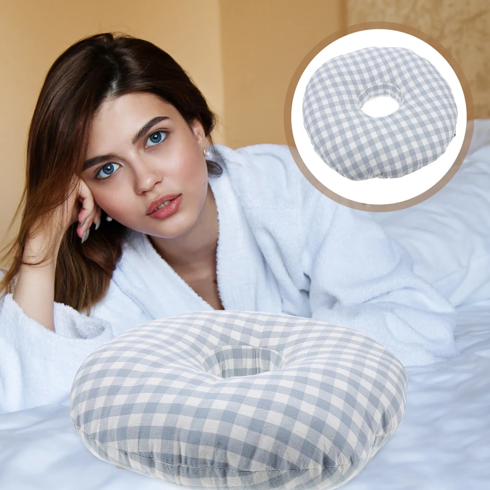 Cuscino per le orecchie ergonomico e confortevole, imbottito, con foro per le orecchie, per dormire sul fianco, allevia il dolore, traspirante, per riposini sul desktop