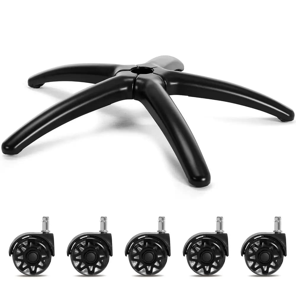 Base in metallo resistente da 28 pollici per sedia da gaming con 5 ruote, supporta fino a 2600 libbre, gambe larghe (Nero)