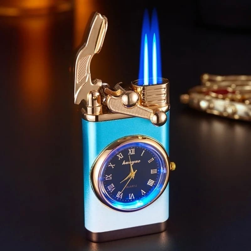 New style rocker Arm Watch Metal Unusual Gas Lighters Jet Butane Torch Lighter Windproof Cigarette Cigar Lighter Gadgets for Men